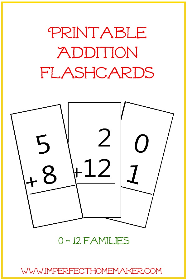 Free Printable Addition Flashcards Imperfect Homemaker
