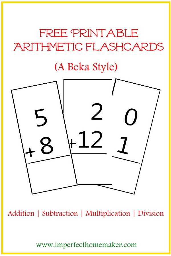 Free Printable Math flashcards - A Beka style