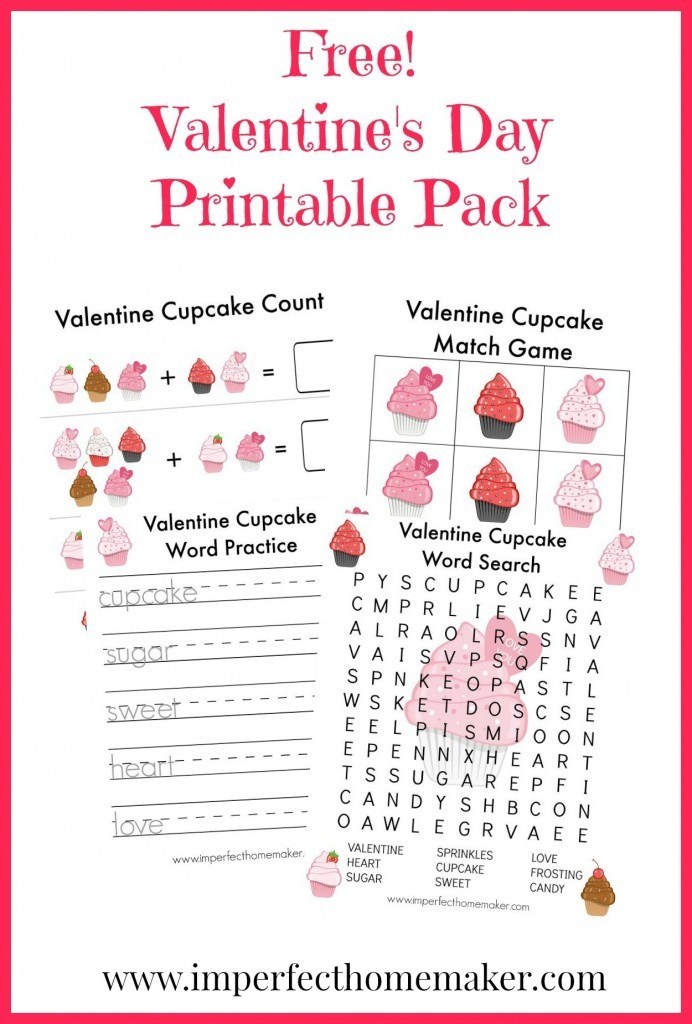 Free Printable Pack: Valentine's Day Cupcakes