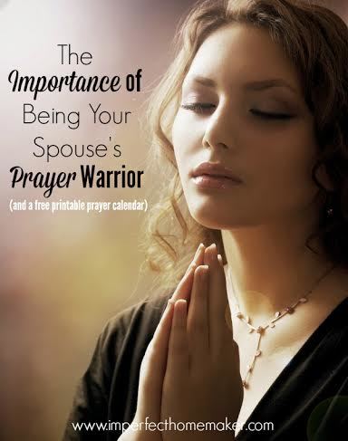 The Importance of Being a Prayer Warrior for Your Spouse, plus a free prinable prayer calendar.  from @mbream