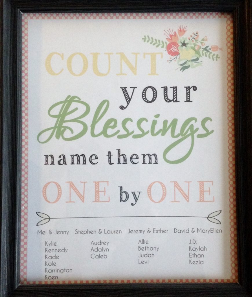 Framed Gift for Grandmother Count Your Blessings